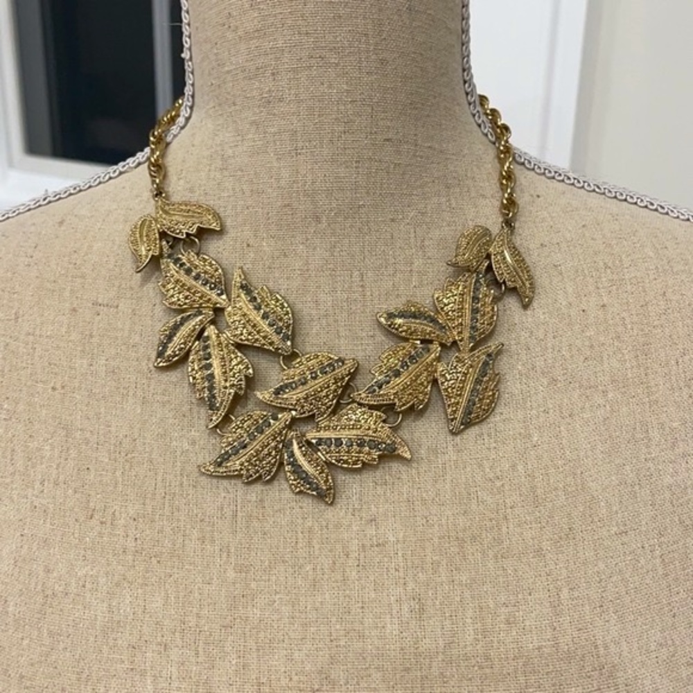 Gray Marcasite and gold tone necklace